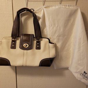 Coach White and Brown leather handbag